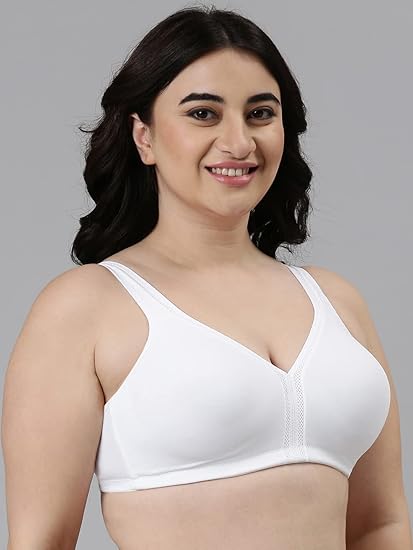 Enamor Plush Comfort Side Support & Lift Women's Everyday Full Support Plunge Bra – Non-Padded, Wirefree, High Coverage, All-Day Comfort F024